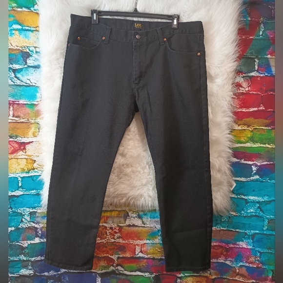 Lee Regular Fit Black Denim Straight Leg Jean Size 42x29 - Picture 1 of 12